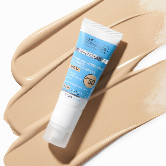 Bielenda Professional Supremelab Hydra Glow захисний гідрокрем для обличчя з тонуючою формулою CC SPF50 40 мл
