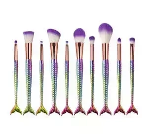 MERMAID BRUSH SET НАБІР ПЕНЗЛИКІВ ДЛЯ МАКІЯЖУ 10 ШТ РУСАЛКА