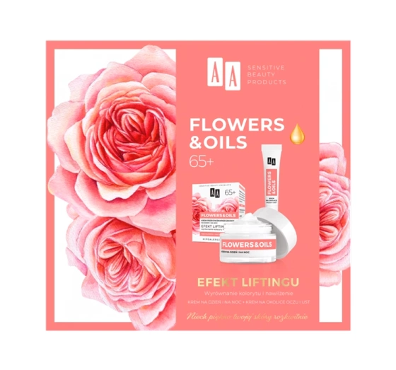 AA FLOWERS & OIL LIFTING EFFECT 65+ ПОДАРУНКОВИЙ НАБІР