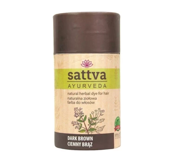 SATTVA AYURVEDA НАТУРАЛЬНАЯ ТРАВЯНАЯ КРАСКА НА ОСНОВЕ ХНЫ ТЕМНО-КОРИЧНЕВЫЙ 150Г