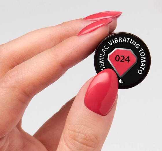 Натисніть на картинку, щоб її збільшити SEMILAC ГІБРИДНИЙ ЛАК УФ VIBRATING TOMATO 024