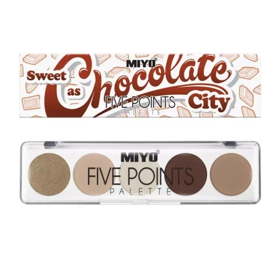Нажмите на картинку, чтобы ее увеличить MIYO FIVE POINTS COLOR BOX EDITION ПАЛЕТКА ТЕНЕЙ 22 SWEET AS CHOCOLATE CITY 6,5Г
