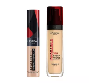 LOREAL INFAILLIBLE НАБОР ТОНАЛЬНОЕ СРЕДСТВО 32H FRESH WEAR + КОРРЕКТОР MORE THAN CONCEALER