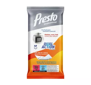 PRESTO DUAL ACTION ВЛАЖНЫЕ САЛФЕТКИ ДЛЯ КУХНИ 40 ШТУК