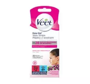 VEET EASY-GEL ПЛАСТЫРИ С ВОСКОМ ДЛЯ ДЕПИЛЯЦИИ ЛИЦА НОРМАЛЬНАЯ КОЖА 20 ШТ