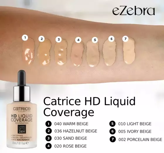 CATRICE HD LIQUID ЖИДКИЙ МАСКИРУЮЩИЙ ТОНАЛЬНЫЙ КРЕМ  002 PORCELAIN BEIGE 30МЛ