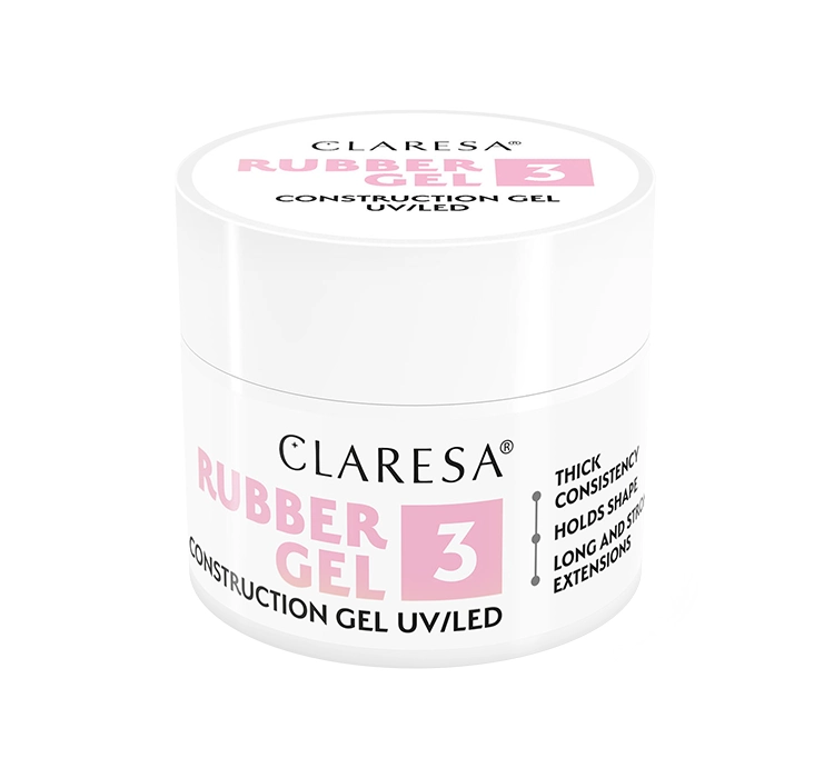 CLARESA RUBBER ГЕЛЬ ДЛЯ НАРАЩИВАНИЯ НОГТЕЙ UV/LED 3 45Г