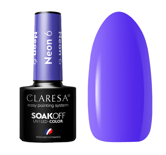 CLARESA SOAK OFF ГЕЛЬ-ЛАК NEON 6 5МЛ