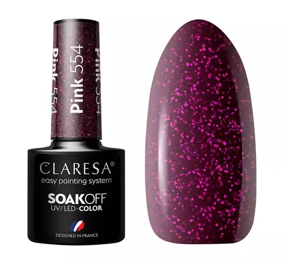 CLARESA SOAK OFF ГЕЛЬ-ЛАК PINK 554 5Г