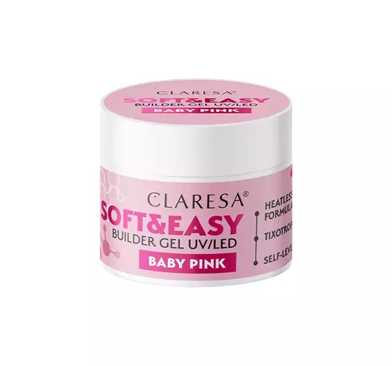 CLARESA SOFT & EASY ГЕЛЬ ДЛЯ НАРАЩИВАНИЯ НОГТЕЙ UV/LED BABY PINK 12Г