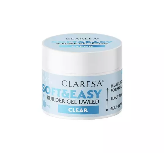 CLARESA SOFT & EASY ГЕЛЬ ДЛЯ НАРАЩИВАНИЯ НОГТЕЙ UV/LED CLEAR 12Г