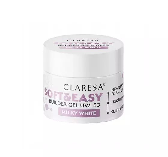 CLARESA SOFT & EASY ГЕЛЬ ДЛЯ НАРАЩИВАНИЯ НОГТЕЙ UV/LED MILKY WHITE 12Г