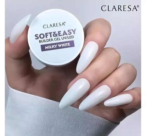 CLARESA SOFT & EASY ГЕЛЬ ДЛЯ НАРАЩИВАНИЯ НОГТЕЙ UV/LED MILKY WHITE 45Г