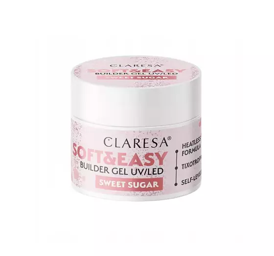 CLARESA SOFT & EASY ГЕЛЬ ДЛЯ НАРАЩИВАНИЯ НОГТЕЙ UV/LED SWEET SUGAR 12Г