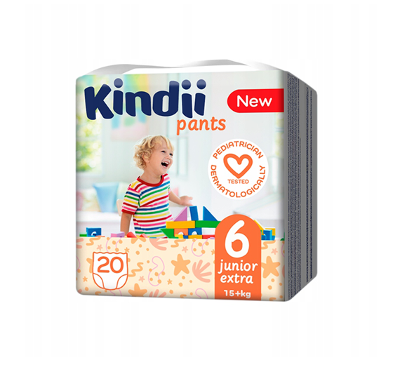 CLEANIC KINDII PANTS ПОДГУЗНИКИ-ТРУСИКИ ДЛЯ ДЕТЕЙ 6 JUNIOR EXTRA 15+KG 20 ШТУК