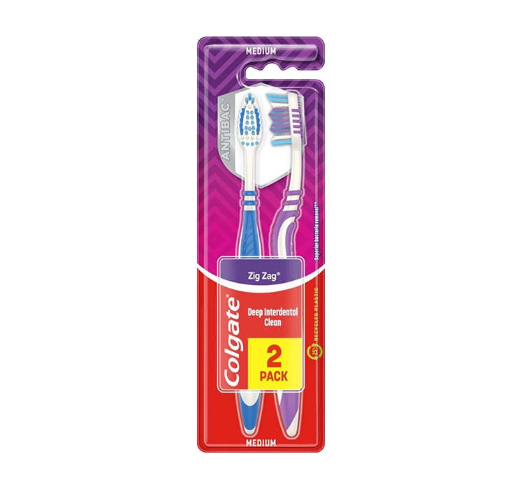 COLGATE ZIG ZAG ANTIBAC ЗУБНАЯ ЩЕТКА MEDIUM 2 ШТ