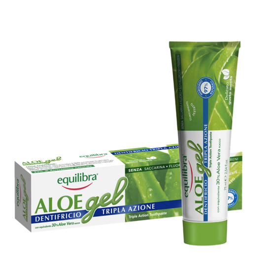 EQUILIBRA ALOE GEL DENTIFRICIO ГЕЛЕВАЯ ЗУБНАЯ ПАСТА ТРОЙНОГО ДЕЙСТВИЯ 75МЛ