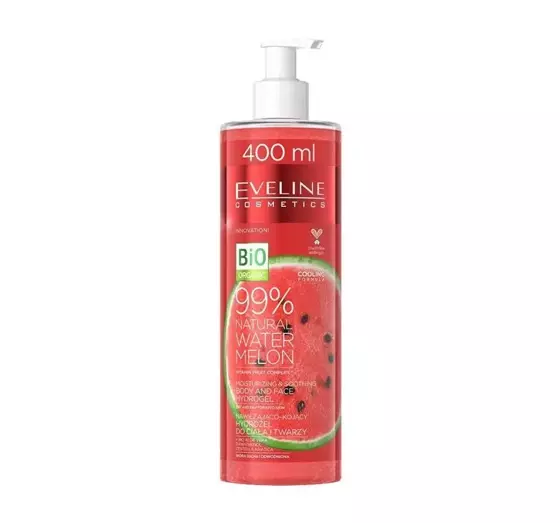 EVELINE 99% NATURAL WATERMELON АРБУЗНЫЙ УВЛАЖНЯЮЩЕ-УСПОКАИВАЮЩИЙ ГИДРОГЕЛЬ ДЛЯ ТЕЛА И ЛИЦА 400МЛ