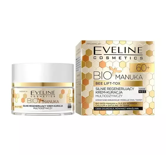 EVELINE BIO MANUKA LIFT 60+ СИЛЬНО ПОДТЯГИВАЮЩИЙ КРЕМ-КУРАЦИЯ МОДЕЛИРУЮЩИЙ ОВАЛ ЛИЦА 50МЛ