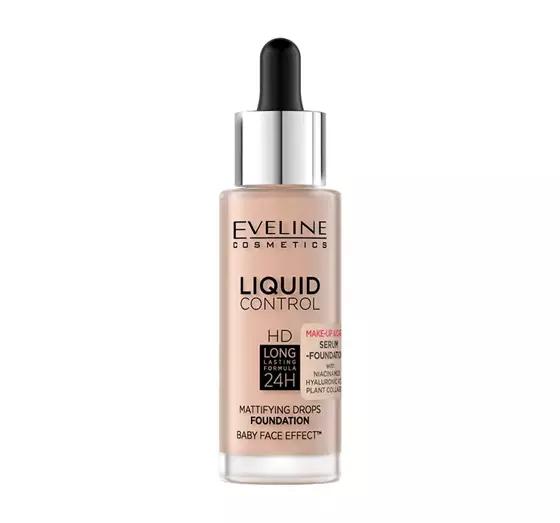 EVELINE LIQUID CONTROL HD МАТИРУЮЩИЙ ТОНАЛЬНЫЙ КРЕМ С НИАЦИНАМИДОМ 003 IVORY BEIGE 32МЛ