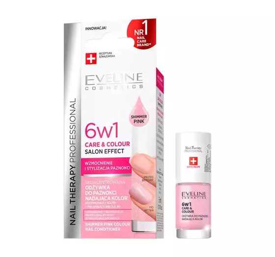 EVELINE NAIL THERAPY 6В1 CARE&COLOUR SALON EFFECT КОНДИЦИОНЕР ДЛЯ НОГТЕЙ С ЦВЕТОМ SHIMMER PINK 5МЛ