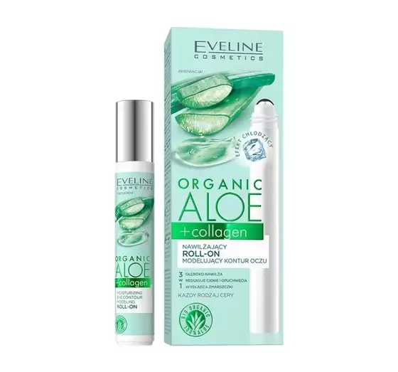 EVELINE ORGANIC ALOE + COLLAGEN УВЛАЖНЯЮЩИЙ РОЛИК ДЛЯ МОДЕЛИРОВАНИЯ КОНТУРА ГЛАЗ 15МЛ