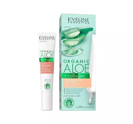 EVELINE ORGANIC ALOE + COLLAGEN ЖИДКИЕ ПАТЧИ ПОД ГЛАЗА ПРОТИВ ТЕМНЫХ КРУГОВ И ОТЕЧНОСТИ 20МЛ