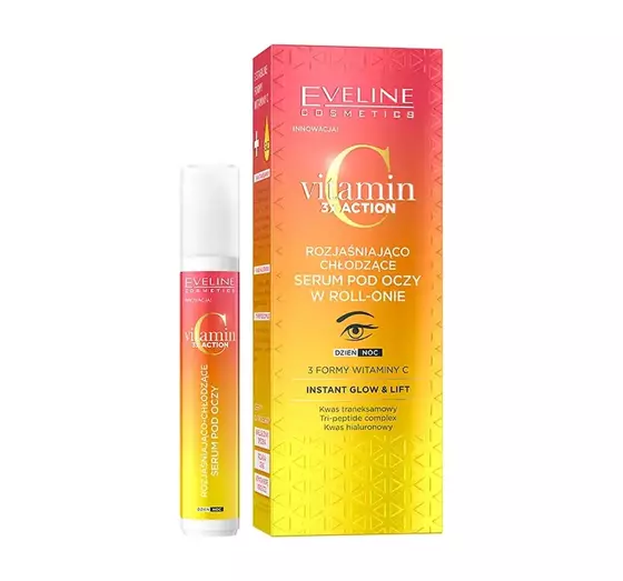 EVELINE VITAMIN C 3X ACTION ОСВЕТЛЯЮЩАЯ И ОХЛАЖДАЮЩАЯ РОЛИКОВАЯ СЫВОРОТКА ПОД ГЛАЗА 15МЛ