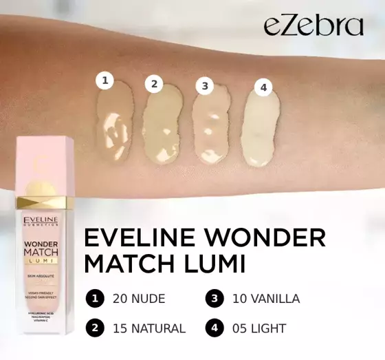 EVELINE WONDER MATCH LUMI ОСВЕТЛЯЮЩЕЕ ТОНАЛЬНОЕ СРЕДСТВО 05 LIGHT 30МЛ