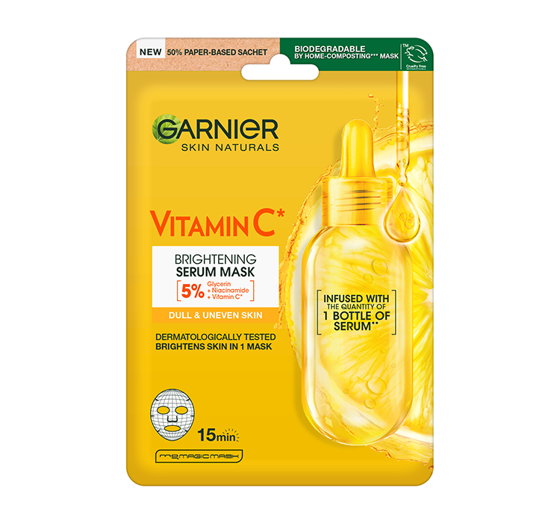 GARNIER SKIN NATURALS ТКАНЕВАЯ МАСКА С ВИТАМИНОМ C 28Г