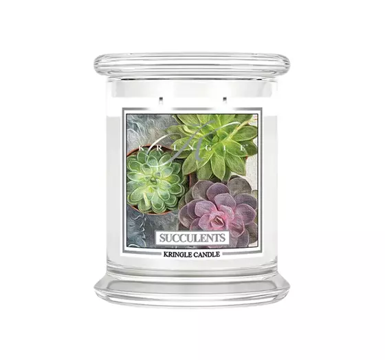 KRINGLE CANDLE АРОМАТИЧЕСКАЯ СВЕЧА С ДВУМЯ ФИТИЛЯМИ MEDIUM SUCCULENTS 411Г