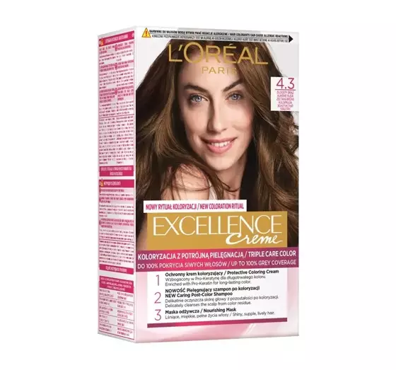 LOREAL EXCELLENCE CREME 4.3 ЗОЛОТИСТО-КОРИЧНЕВЫЙ