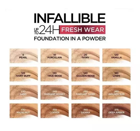 LOREAL INFAILLIBLE 24H FRESH WEAR ТОНАЛЬНОЕ СРЕДСТВО ДЛЯ ЛИЦА В ФОРМЕ ПУДРЫ 120 VANILLE 9Г