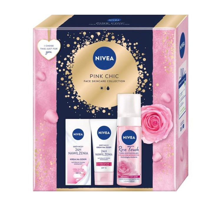 Nivea Pink Chic набор косметики для ухода за лицом: крем для лица SPF15 + пенка для умывания