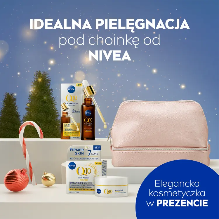 Nivea Q10 Elegance набор косметики по уходу за лицом дневной крем SPF15 + сыворотка + косметичка