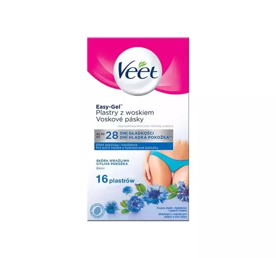 VEET EASY-GEL ПЛАСТЫРЬ С ВОСКОМ ДЛЯ ДЕПИЛЯЦИЙ ЗОНЫ БИКИНИ 16 ШТ