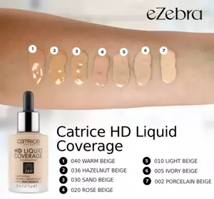 CATRICE HD LIQUID ЖИДКИЙ МАСКИРУЮЩИЙ ТОНАЛЬНЫЙ КРЕМ  002 PORCELAIN BEIGE 30МЛ