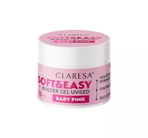 CLARESA SOFT & EASY ГЕЛЬ ДЛЯ НАРАЩИВАНИЯ НОГТЕЙ UV/LED BABY PINK 12Г