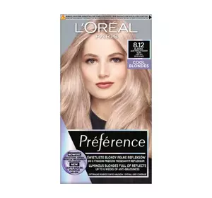 LOREAL PREFERENCE COOL BLONDES КРАСКА ДЛЯ ВОЛОС 8.12 ALASKA СВЕТЛЫЙ ПЕПЕЛЬНЫЙ БЕЖЕВЫЙ БЛОНД