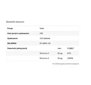 SFD D3 4000IU + K2 ПИЩЕВАЯ ДОБАВКА 120 ТАБЛЕТОК