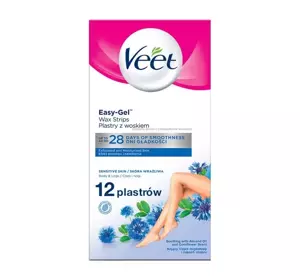 VEET EASY-GEL ПЛАСТЫРИ С ВОСКОМ ДЛЯ ДЕПИЛЯЦИИ ЧУВСТВИТЕЛЬНОЙ КОЖИ 12 ШТ 