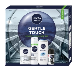 NIVEA MEN Gentle Touch набір косметики для чоловіків: гель для душу + піна для гоління + бальзам після гоління + антиперспірант