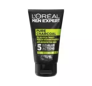 LOREAL MEN EXPERT PURE CHARCOAL ГЕЛЬ ДЛЯ ВМИВАННЯ БОРЕТЬСЯ З НЕДОЛІКАМИ ШКІРИ 100МЛ