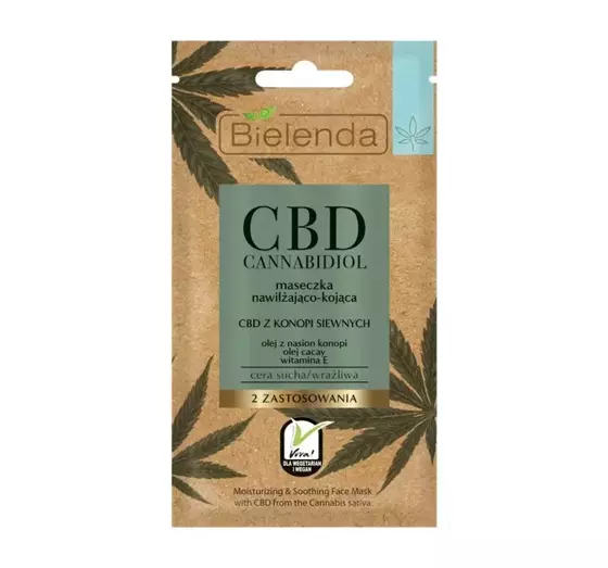 BIELENDA CBD CANNABIDIOL МАСКА ЗВОЛОЖЕННЯ ТА ЗАСПОКОЄННЯ СУХА ТА ЧУТЛИВА ШКІРА 8Г