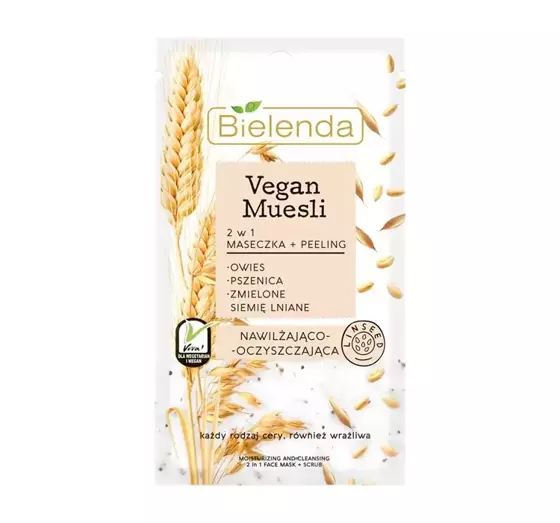 BIELENDA VEGAN MUESLI МАСКА + ПІЛІНГ 2В1 8Г