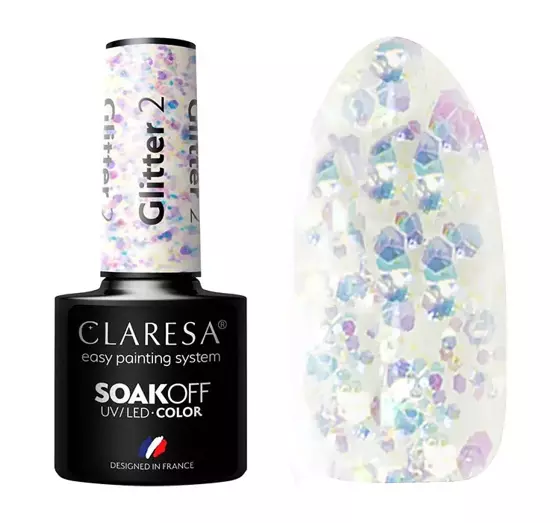 CLARESA SOAK OFF ГЕЛЬ-ЛАК GLITTER 2 5Г