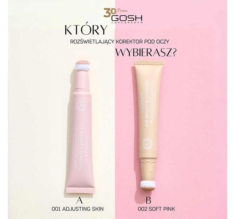 GOSH EYE BRIGHT'N CONCEAL ОСВІТЛЮЮЧИЙ КОРЕКТОР ПІД ОЧІ 2В1 002 SOFT PINK 12МЛ