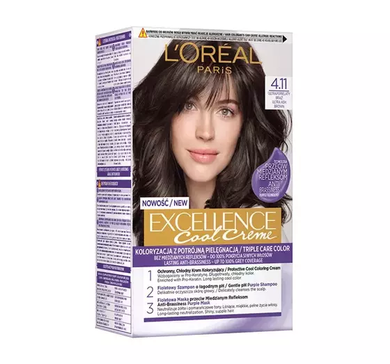 LOREAL EXCELLENCE COOL CREME 4.11 УЛЬТРАПОПЕЛЯСТИЙ КОРИЧНЕВИЙ