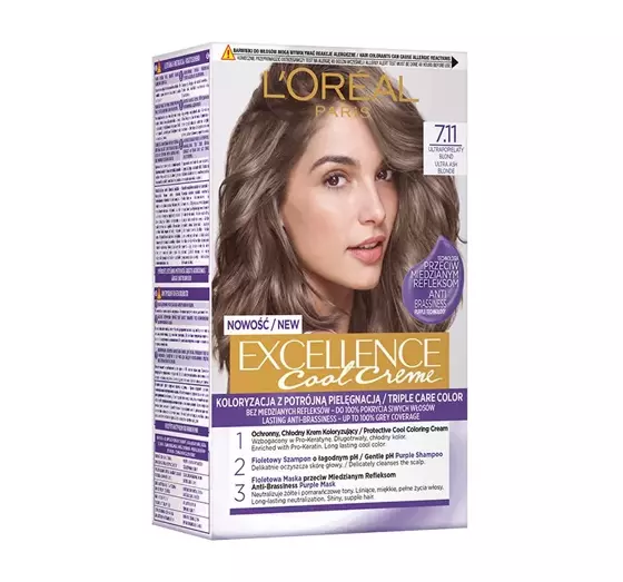 LOREAL EXCELLENCE COOL CREME 7.11 УЛЬТРАПОПЕЛЯСТИЙ БЛОНД