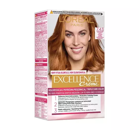 LOREAL EXCELLENCE CREME 7.43 МІДНО ЗОЛОТИЙ БЛОНД